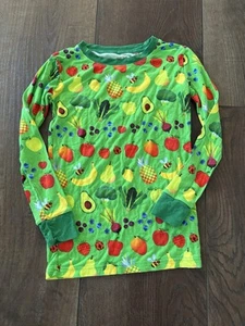 Little Sleepies Once Upon A Farm Fruit And Veggies Print Green Pajama Top 7-8 - Picture 1 of 3