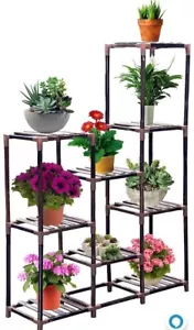MOUNTAIN BROS. 10 Tier Black Plant Stand Indoor & OutdoorWooden Plant Holder - Picture 1 of 7