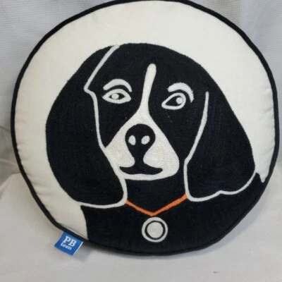 Almohada Pottery Barn Adolescente Perro Beagle Redonda Bordada Decorativa 14"  Foto 1 de 2