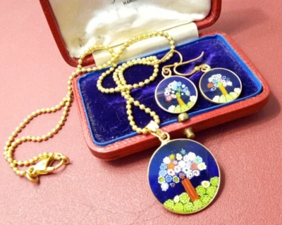 Collana Ciondolo Orecchini MURRINA di MURANO Argento Sterling 925 Venetian Glass - Immagine 1 di 4