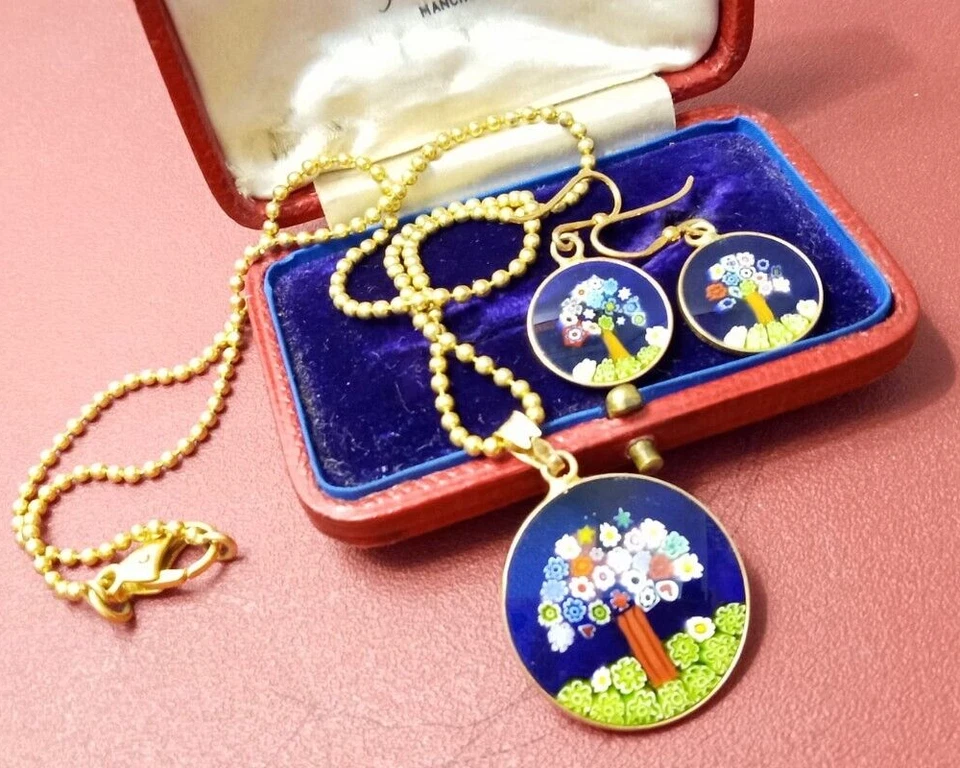 Collana Ciondolo Orecchini MURRINA di MURANO Argento Sterling 925 Venetian Glass - Immagine 1 di 4