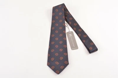 Hickey Freeman NWT Boys Neck Tie Black W/ Orange Blue Plaisley 100% Silk - Image 1 of 4