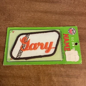 VTG 70s GARY Orange Brown Names Sew-On Embroidered Patch NOS Un-Opened - Picture 1 of 3