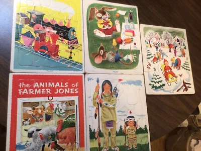 5 rompecabezas vintage Golden Press Playskool Foto 1 de 4