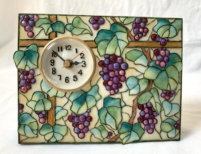 Picture Frame Clock Resin Decorated with Grapes 8x6.25 - Image 1 of 4
