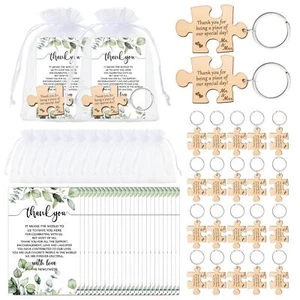 Wedding Favors for Guests Bulk Include Rustic Wood Puzzle Keychain Wedding Th... - Picture 1 of 7