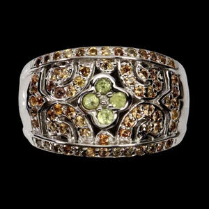 925 Sterlingsilber Ring Rund Saphir Peridot Natürlich Edelstein Schmuck Größe 9 - Bild 1 von 14