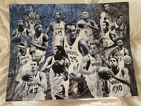 Vintage Minnesota Timberwolves Team Autograph Poster Kevin Love Rookie 133/500 Cover