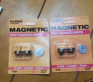 Pro MAG MAGNETIC 3/4" ROUND CLASPS 2 SETS IN PKG PURSES HANDBAGS CRAFTS BUTTON - Picture 1 of 9