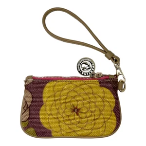 SPARTINA Weiß & Braun Canvas Ausweisetui Handgelenktasche Leinen & Leder - Bild 1 von 9