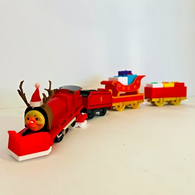 Thomas & Friends 圣诞火车 James as Rudolph + Santa Sleigh Trackmaster ** — 第 1/4 张图片