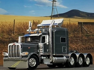1/64 DCP GUN METAL GRAY PETERBILT 389 TRI-AXLE W/ 70" MID ROOF SLEEPER - Picture 1 of 8