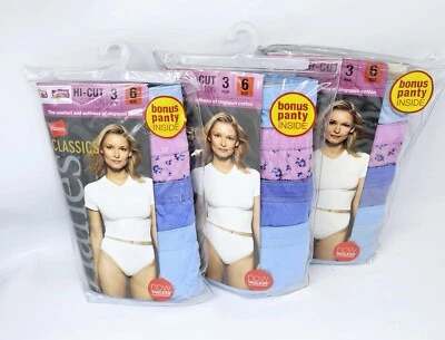 Hanes Womens Classics Tagless Hi-Cut Panties Underwear 12 Pair Size 6 - Image 1 of 4