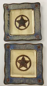 NEW 2 Kohls Canyon Ranch Collection Square Dinner Plates Circle Star 10.5" - Picture 1 of 3