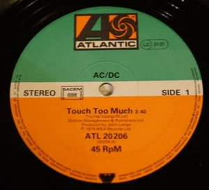 Ac/dc Touch Too Much Live Wire Shot Down In Flames 12" Single 1979 Record Vg Htf - Picture 1 of 6
