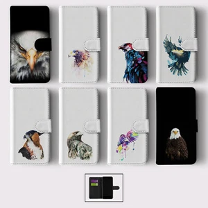WALLET FLIP CASE FOR SAMSUNG S23 S22 S21 S20 S10 EAGLE HAWK WILD ANIMALS BIRDS - Picture 1 of 10
