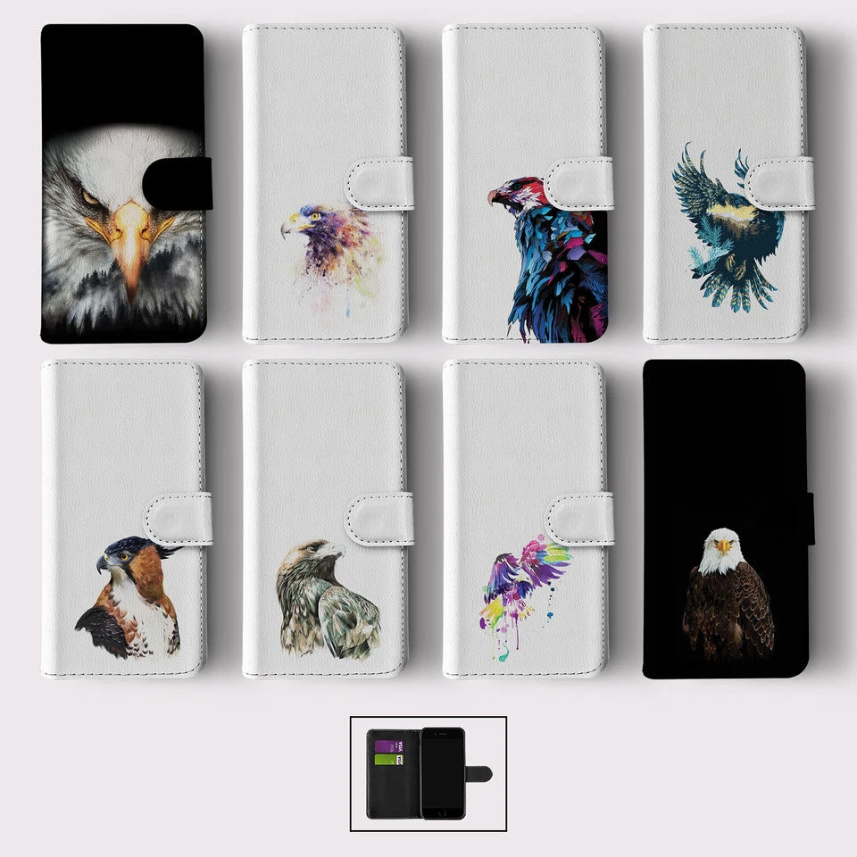 WALLET FLIP CASE FOR SAMSUNG S23 S22 S21 S20 S10 EAGLE HAWK WILD ANIMALS BIRDS - Image 1 of 1