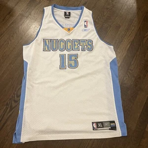 Carmelo Anthony Jersey Mens XL Denver Nuggets Reebok Authentics +2 White - Picture 1 of 8