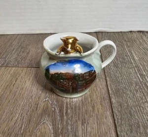 Circa 1915 Souvenir Porcelain Chamber Pot Gold Pig Indianapolis, IN - Picture 1 of 7