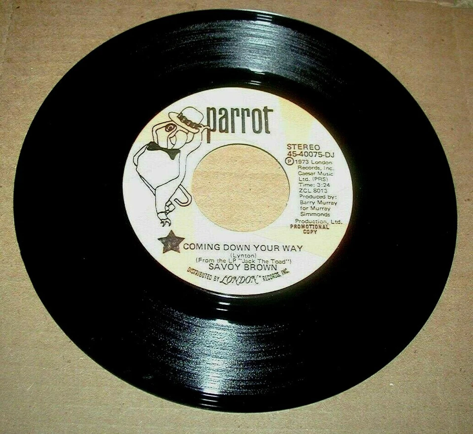 Savoy Brown Coming Down Your Way Parrot MONO STEREO PROMO 45  1973  - Image 1 of 1