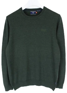 SUPERDRY Jumper Men's LARGE Pullover Cashmere Blend Crew Neck Melange Green - Picture 1 of 8