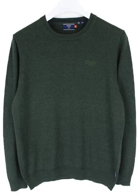 SUPERDRY Jumper Men's LARGE Pullover Cashmere Blend Crew Neck Melange Green - Image 1 of 4