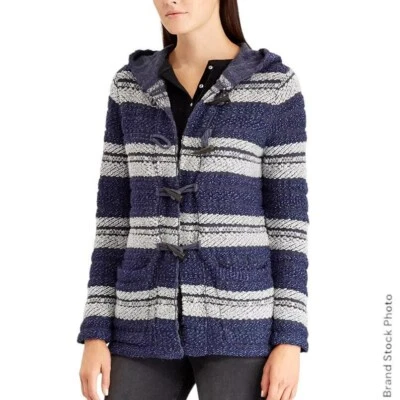 Chaqueta tejida con capucha a rayas Chaps azul costa suroeste de Baja para mujer talla 2X/TTG Foto 1 de 4