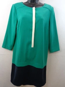 Ann Taylor 3/4 Sleeve Color Block Shift Dress Women's 8 Green Blue White - Picture 1 of 11