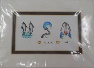 "U S A " LETTER ART PRINT ARTIST MATTHEW MOK LONG FENG ZHI 5X7 DOUBLE MATTED - Picture 1 of 6