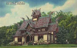 "Postal de lino ""Little Norway, Blue Mounds Wisconsin" - Imagen 1 de 2