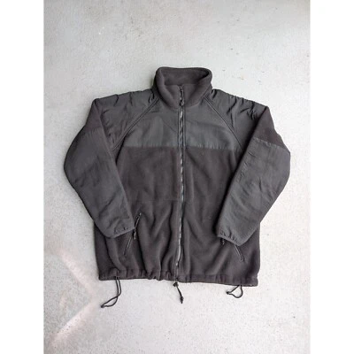 Chaqueta polar negra cremallera completa NCED Militar Polartec cálida talla L hecha en EE. UU. Foto 1 de 4