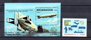 Nicaragua 1984 set Zeppelin/UPU/Hamburg stamps (Michel 2521+Bl.158) MNH - Picture 1 of 1