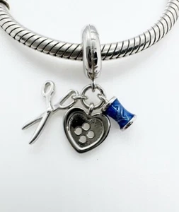 Colgante colgante con dije de costura pasatiempos de sastre genuino plata de ley 925 💖 - Imagen 1 de 4