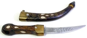 Alter antiker arabischer islamischer geschwungener Dolch mit Holzintarsienscheide & Griff - Bild 1 von 18