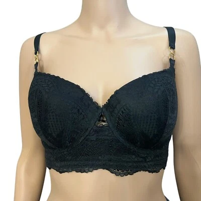 Sujetador Aerie Real Power Balconette 36D Negro Encaje Longline Moldeado Forrado con Aros Foto 1 de 4