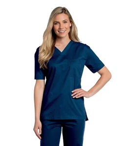 Landau All Day Unisex Mechanical Stretch One Pocket V-Neck Scrub Top, Size MED - Picture 1 of 4