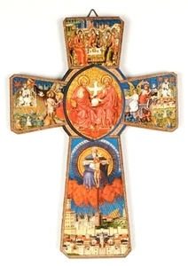 Kruzifix detaillierter Kunstdruck Jesus Gott Kreuzigung Engel letztes Abendmahl Vintage F440 - Bild 1 von 8