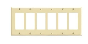 (1 pc) NEW Decorator 6-Gang Wall Plate Cover IVORY Lexan Unbreakable Six Decora - Picture 1 of 1