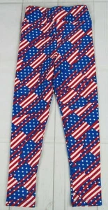 LuLaRoe Kids Americana Leggings Red, White & Blue Flags Size S/M New - Picture 1 of 3