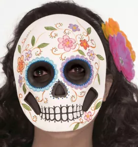 Flowered Female Day Of the Dead Adult Mask Full Face - Picture 1 of 1