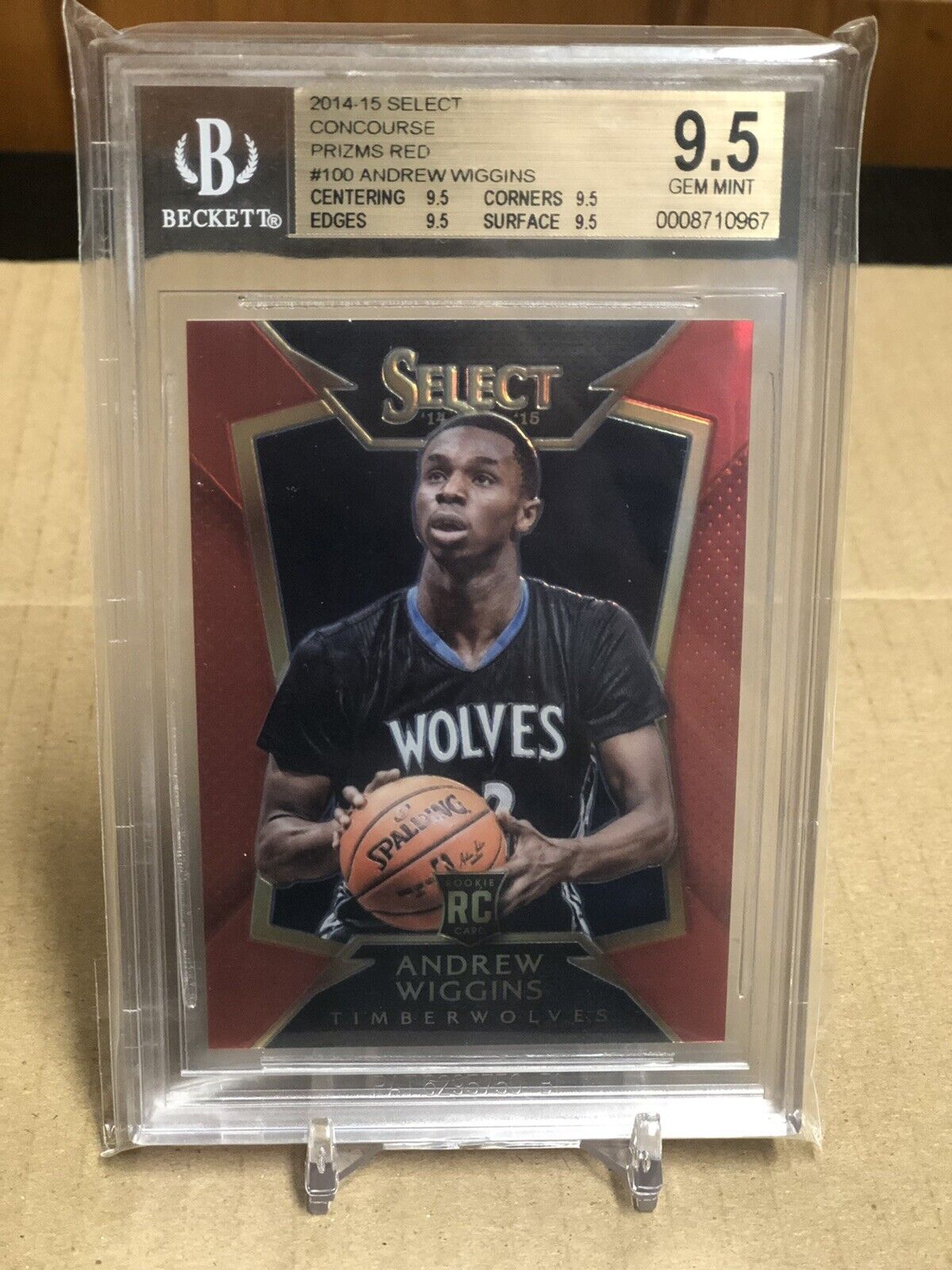 2014 Panini Select Red Prizm #100 - Andrew Wiggins Rookie RC BGS 9.5  /149 GSW
