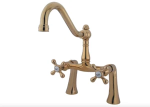 Zweigriff 2-Loch Deck Befestigung Klauenfuß Wanne Wasserhahn, poliertes Messing KS3232AX - Bild 1 von 1