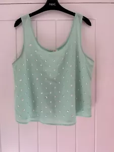 Forever 21 Mint Green Beaded Crop Top Size: Large - Picture 1 of 4