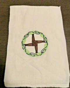 ST PATRICKS ST BRIGID IRELAND DESIGN FLOUR  SACK IRISH KITCHEN TOWEL EMBROIDERY  - Picture 1 of 2