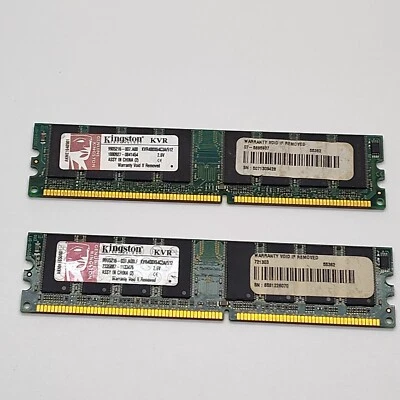 2x Kingston Memory Upgrade 512MB Module KVR400X64C3A/512 PC3200 CL3 184-PIN DIMM - Image 1 of 3