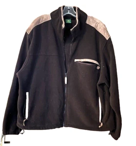 Cabelas Brown Jacket Mens XL Reg Fleece Full Zip Leather Patch Coat VGUC - Picture 1 of 12