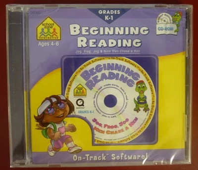 Software PC School Zone Beginning Reading Grades K-1 Jog Frog Nine Men Chase Hen - Image 1 of 2