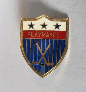 Vintage Playmaker Hockey Sticks Shield Hat Lapel Pin Badge Rare #351 - Picture 1 of 4