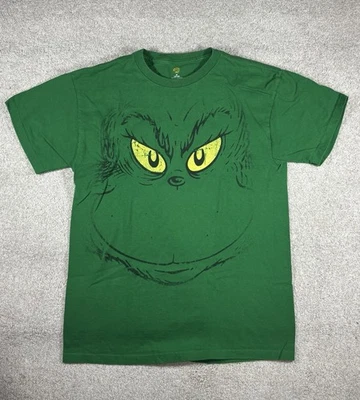 Dr. Seuss The Grinch Stole Christmas Grinch Face T 恤男式中号绿色 — 第 1/4 张图片