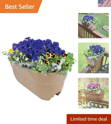 Durable 24" Oval Bloomers Rail Planter with Drainage - Perfect for Small Gardens - Image 1 of 4
